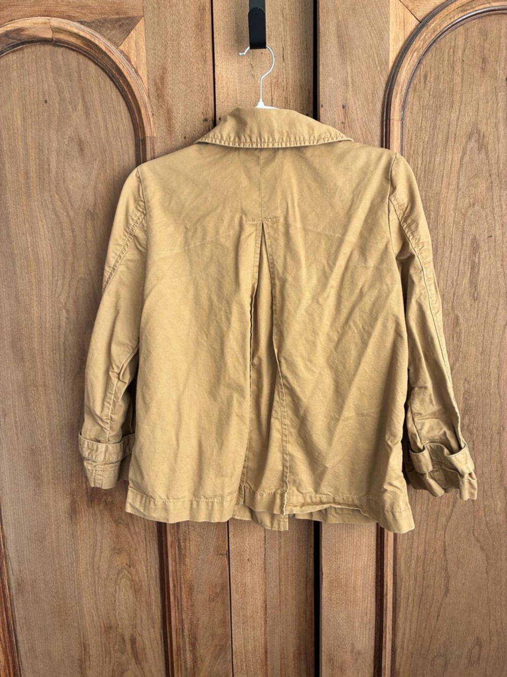 Old Navy Khaki Cropped Double-Breasted Trench Peacoat Jacket, Size Small - Picture 2 of 2